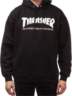 Thrasher Black Hoodie with White Logo
